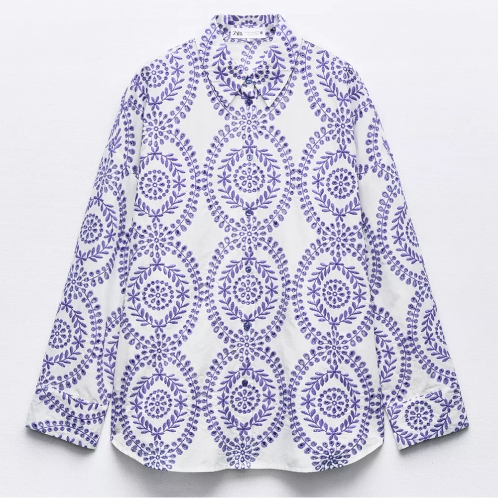 Zara Women's Openwork Embroidery Shirt
